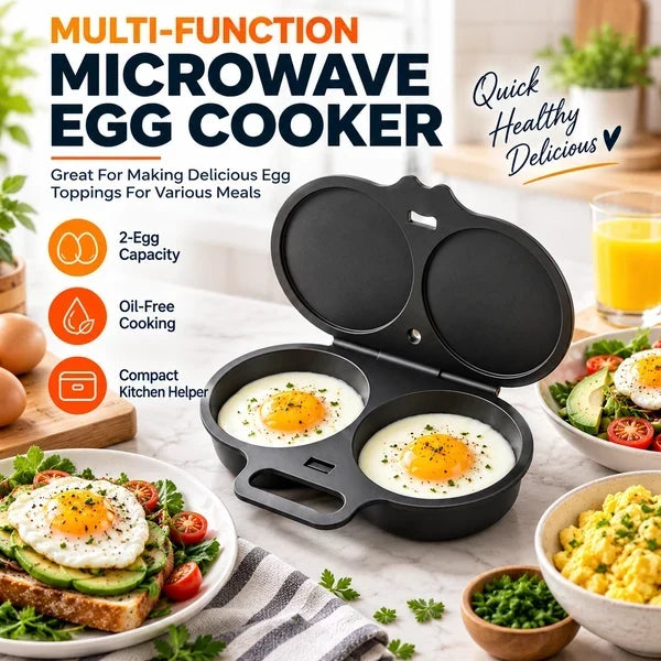🥚 Perfect Poached Eggs in 2 Mins – No Oil, No Explosion. Microwave Egg Cooker with Splash-Proof Lid.